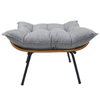 Cadeira Costela Com Puff Para Sala De Estar Élpis Móveis Linho Cinza - 6