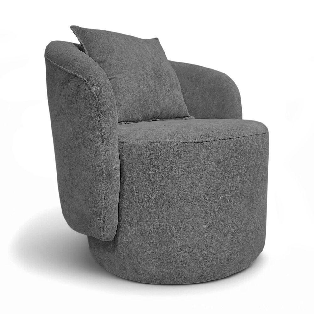 Poltrona Decorativa Para Sala Quarto Aisha Orgânica Élpis Móveis Boucle Cinza - 1