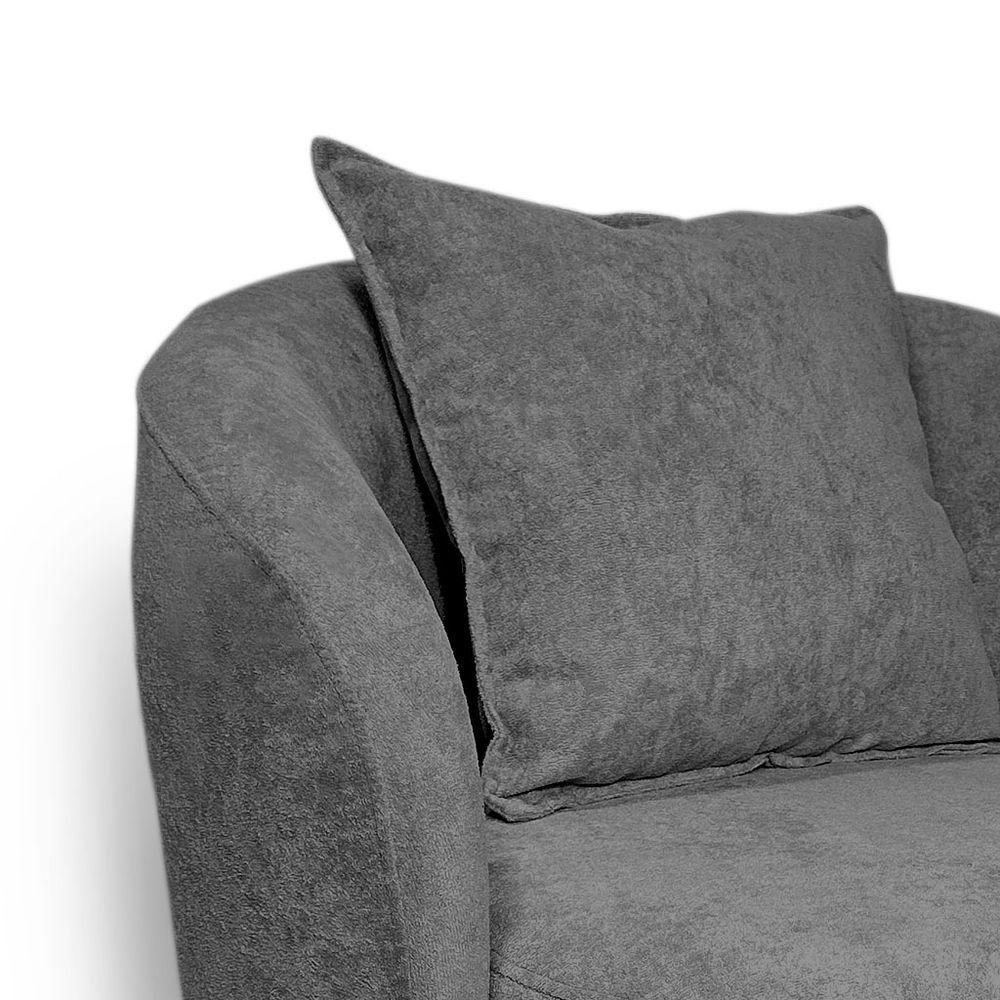 Poltrona Decorativa Para Sala Quarto Aisha Orgânica Élpis Móveis Boucle Cinza - 4