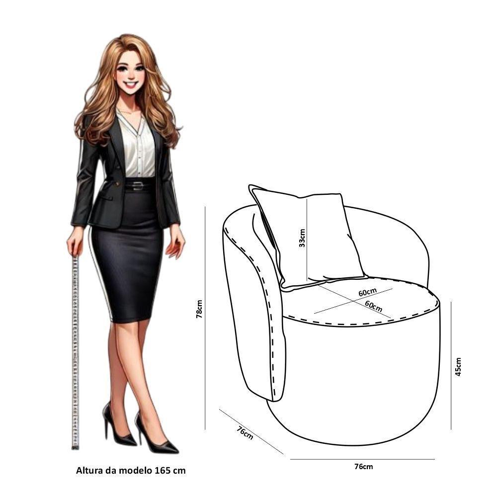 Poltrona Decorativa Para Sala Quarto Aisha Orgânica Élpis Móveis Boucle Cinza - 5