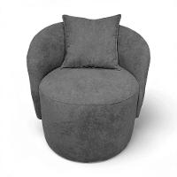 Poltrona Decorativa Para Sala Quarto Aisha Orgânica Élpis Móveis Boucle Cinza - 2