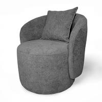 Poltrona Decorativa Para Sala Quarto Aisha Orgânica Élpis Móveis Boucle Cinza - 3