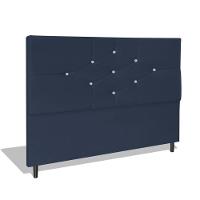 Cabeceira Estofada Box Casal King Size Encosto Para Cama T Cross 195x126 Cm Azul Marinho - 1