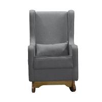 Poltrona De Amamentação Aquila Retro Com Puff Élpis Móveis Linho Grafite - 2