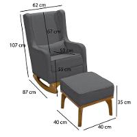 Poltrona De Amamentação Aquila Retro Com Puff Élpis Móveis Linho Grafite - 5