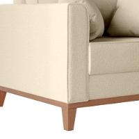 Poltrona Beny Com Pés E Base De Madeira Élpis Móveis Linho Areia - 3