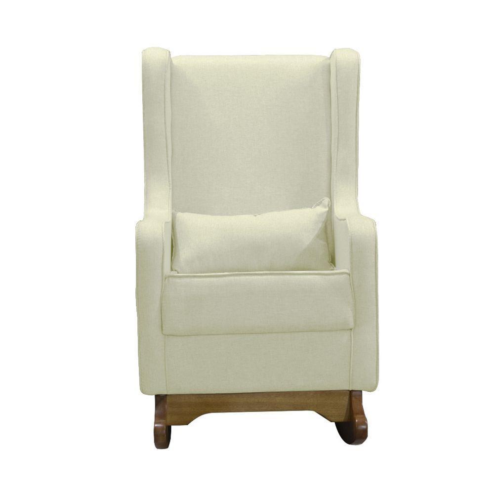 Poltrona De Amamentação Aquila Retro Com Puff Élpis Móveis Veludo Bege - 3