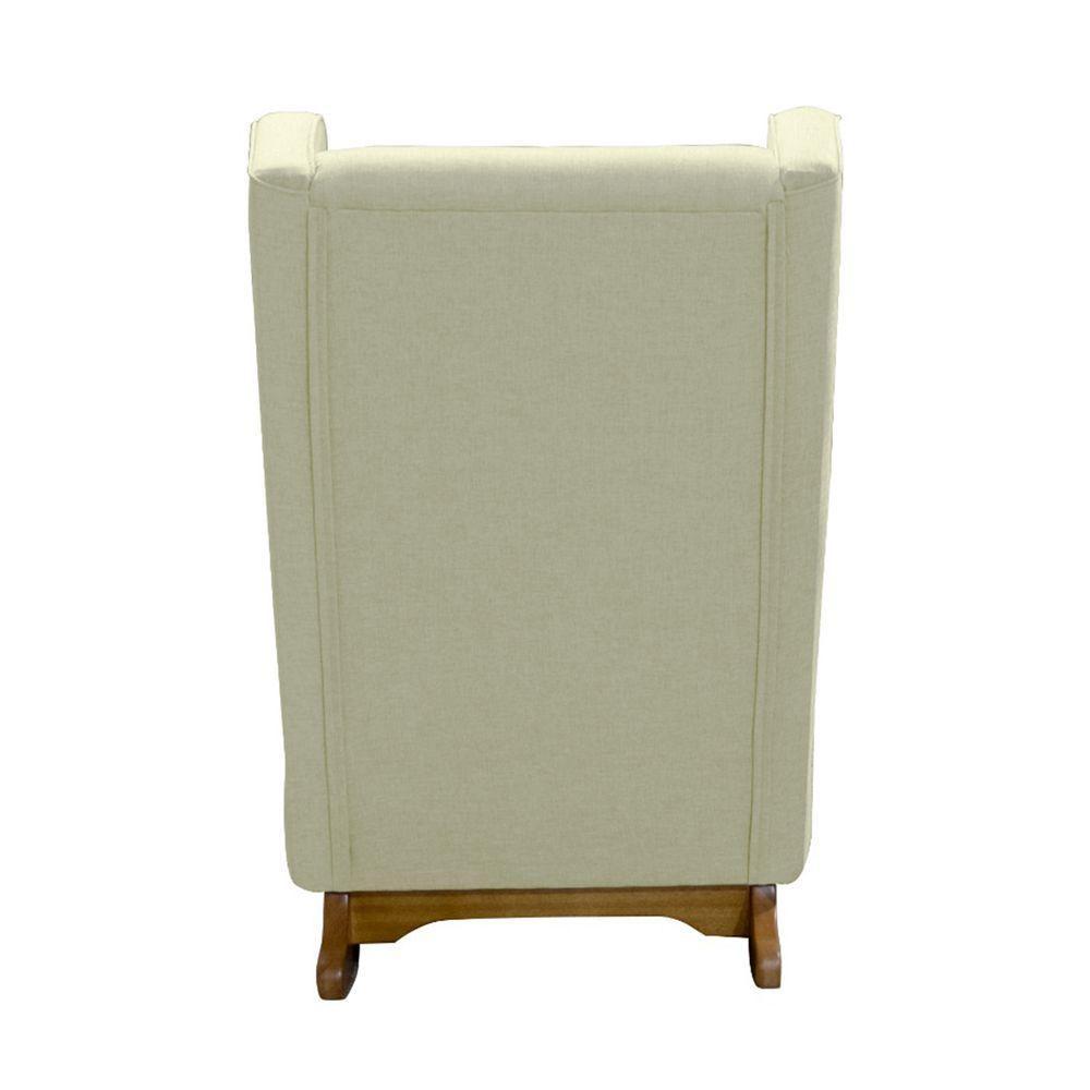 Poltrona De Amamentação Aquila Retro Com Puff Élpis Móveis Veludo Bege - 4