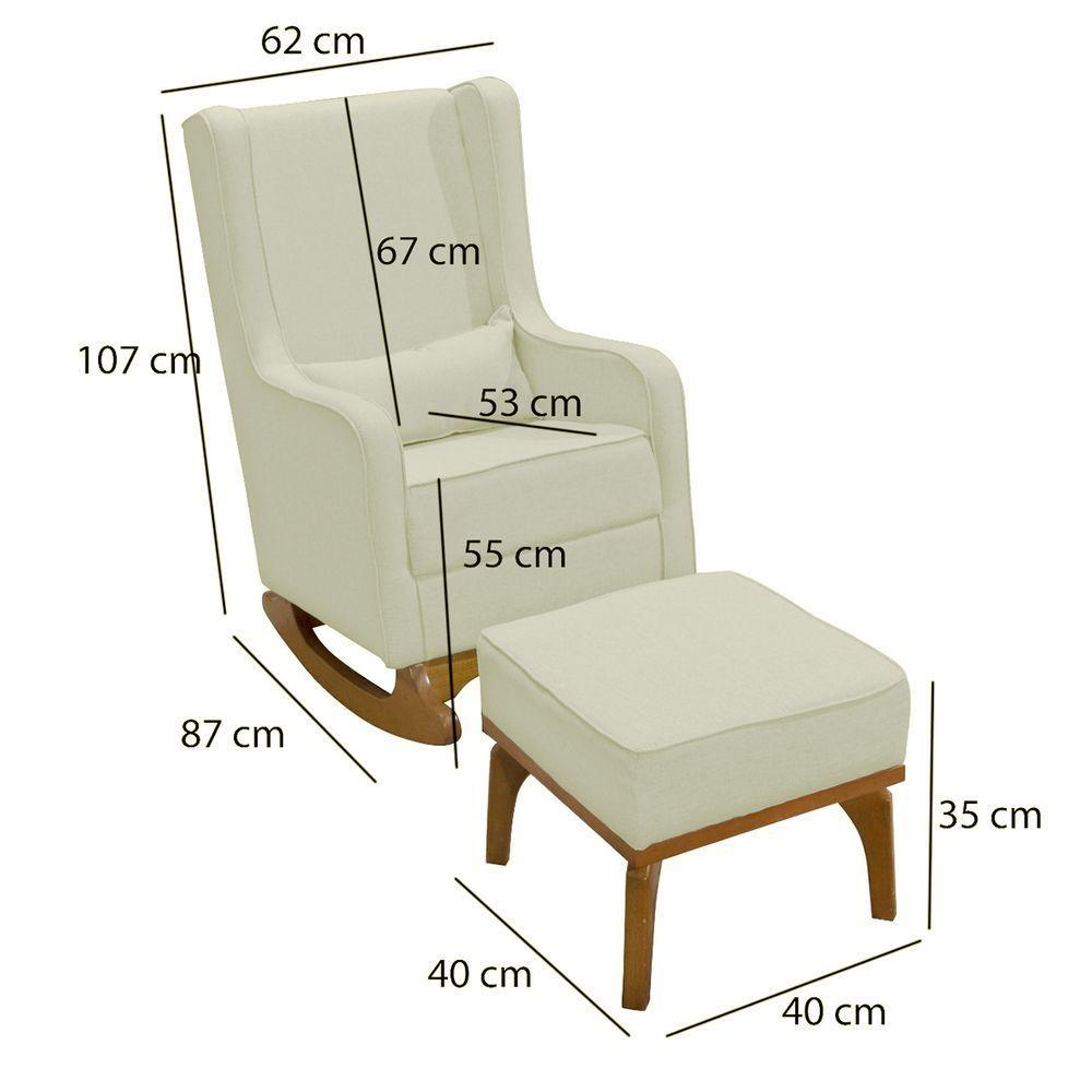 Poltrona De Amamentação Aquila Retro Com Puff Élpis Móveis Veludo Bege - 6