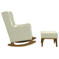 Poltrona De Amamentação Aquila Retro Com Puff Élpis Móveis Veludo Bege - 1