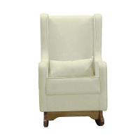 Poltrona De Amamentação Aquila Retro Com Puff Élpis Móveis Veludo Bege - 3