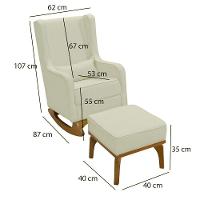 Poltrona De Amamentação Aquila Retro Com Puff Élpis Móveis Veludo Bege - 6