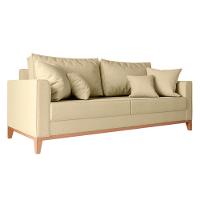 Sofá Beny 3 Lugares Com Base De Madeira Élpis Móveis Linho Areia - 1