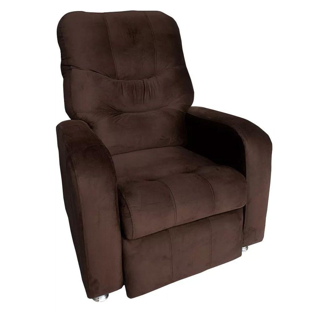 Poltrona Do Papai Reclinável E Retrátil Élpis Móveis Veludo Marrom - 1