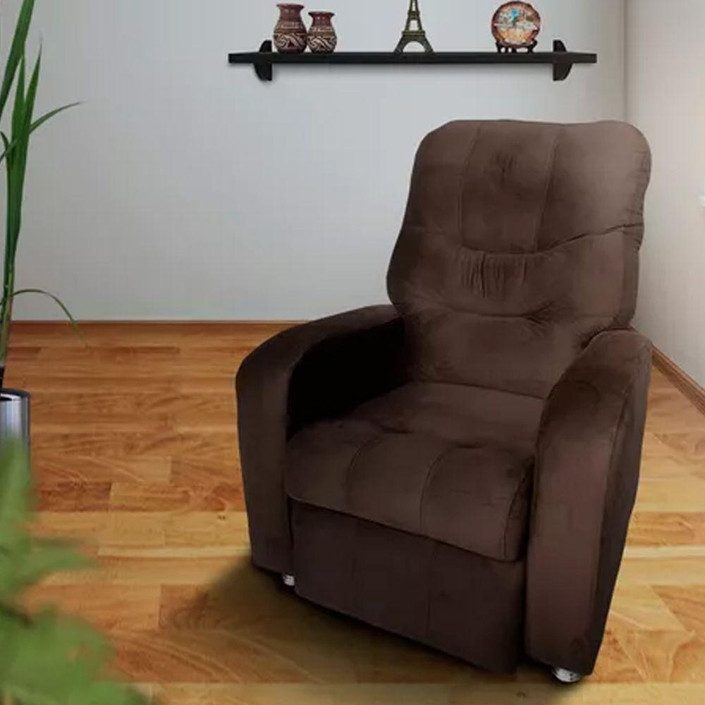 Poltrona Do Papai Reclinável E Retrátil Élpis Móveis Veludo Marrom - 2