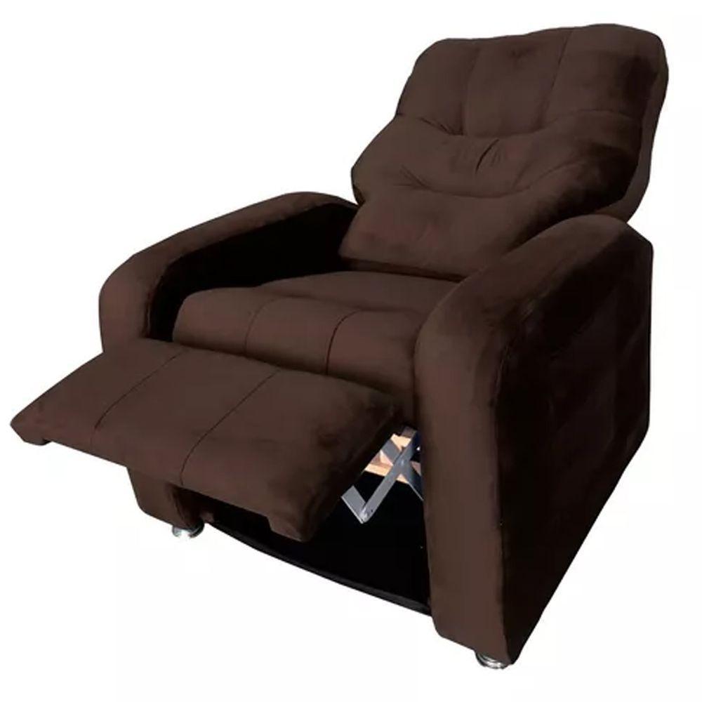 Poltrona Do Papai Reclinável E Retrátil Élpis Móveis Veludo Marrom - 3