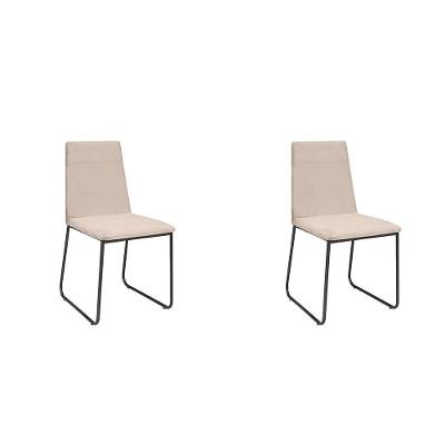 Kit 2 Cadeiras De Jantar Cozinha Industrial Lexa Veludo Élpis Móveis Bege Preta