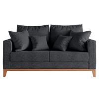 Sofá Beny 2 Lugares Com Base De Madeira Élpis Móveis Linho Grafite - 2