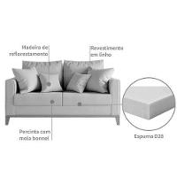 Sofá Beny 2 Lugares Com Base De Madeira Élpis Móveis Linho Grafite - 6