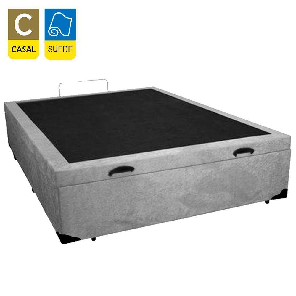 Cama Box Baú Casal Suede + Colchão De Espuma D33 Sereneprime 138cm Cinza - 3