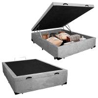 Cama Box Baú Casal Suede + Colchão De Espuma D33 Sereneprime 138cm Cinza - 2