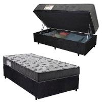 Cama Box Baú Solteiro Suede + Colchão De Espuma D33 Sereneprime 88cm Preto - 1