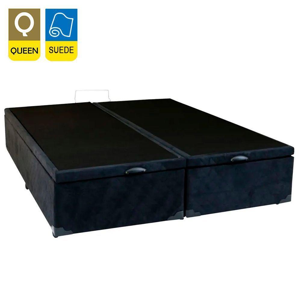 Cama Box Baú Queen Bipartido Suede Sereneprime Preto 158x198x44 - 2