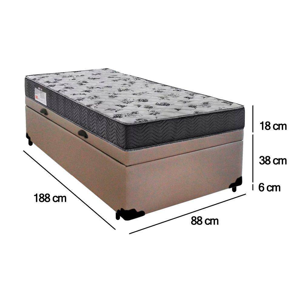Cama Box Baú Solteiro Sintético + Colchão De Espuma D33 Sereneprime 88cm Bege - 2