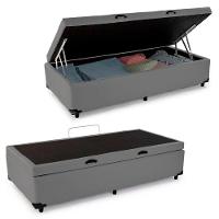 Cama Box Baú Solteiro Sintético + Colchão De Espuma D33 Sereneprime 88cm Cinza - 7