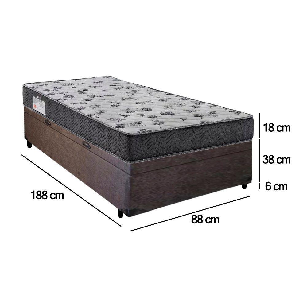 Cama Box Baú Solteiro Suede + Colchão De Espuma D33 Sereneprime 88cm Marrom - 7