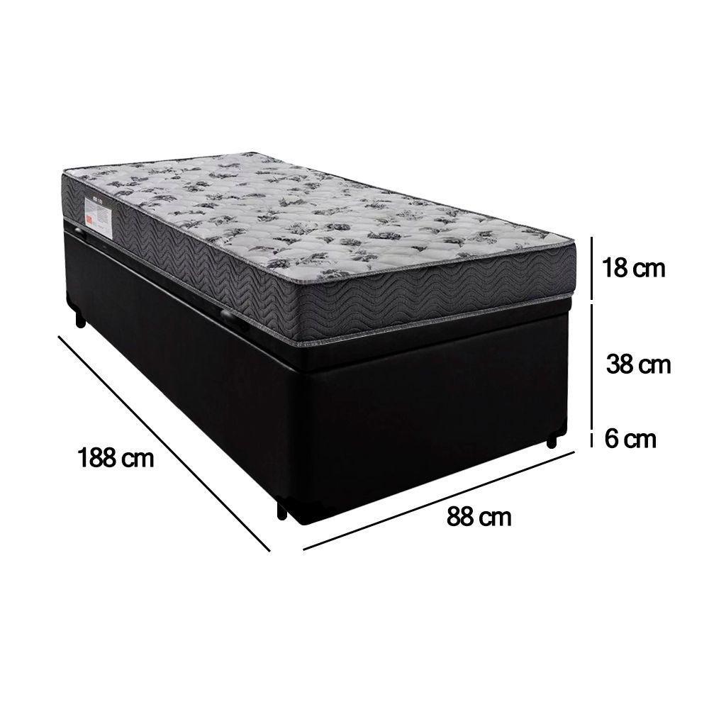 Cama Box Baú Solteiro Sintético + Colchão De Espuma D33 Sereneprime 88cm Preto - 6