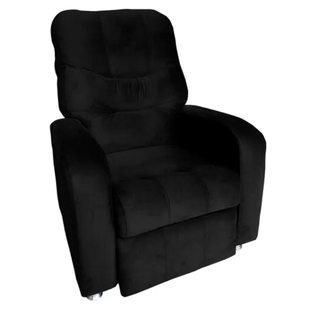 Poltrona Do Papai Reclinável E Retrátil Élpis Móveis Veludo Preto - 1