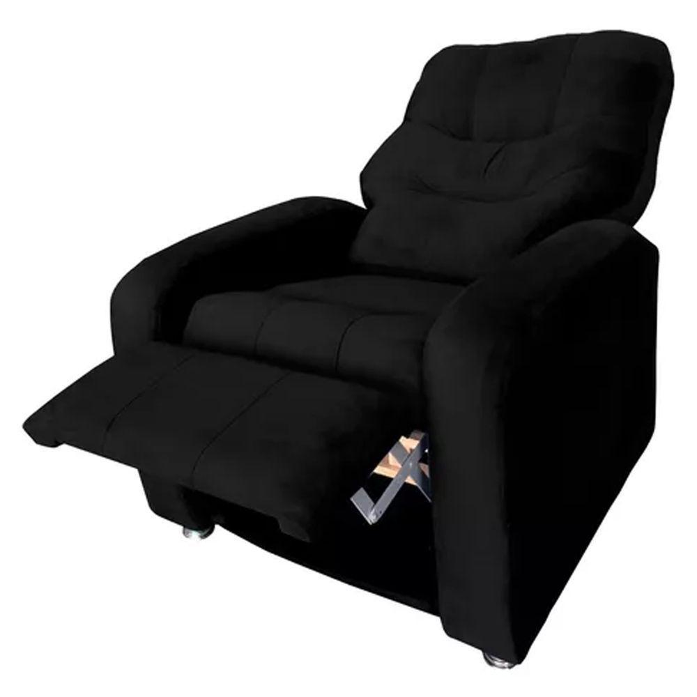 Poltrona Do Papai Reclinável E Retrátil Élpis Móveis Veludo Preto - 3