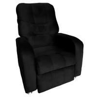 Poltrona Do Papai Reclinável E Retrátil Élpis Móveis Veludo Preto - 1