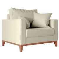 Kit Sofá 2 Lugares E 2 Poltronas Beny Com Base De Madeira Linho Bege - 3