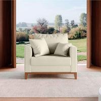 Kit Sofá 2 Lugares E 2 Poltronas Beny Com Base De Madeira Linho Bege - 5