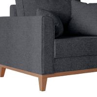 Poltrona Beny Com Pés E Base De Madeira Élpis Móveis Linho Grafite - 3