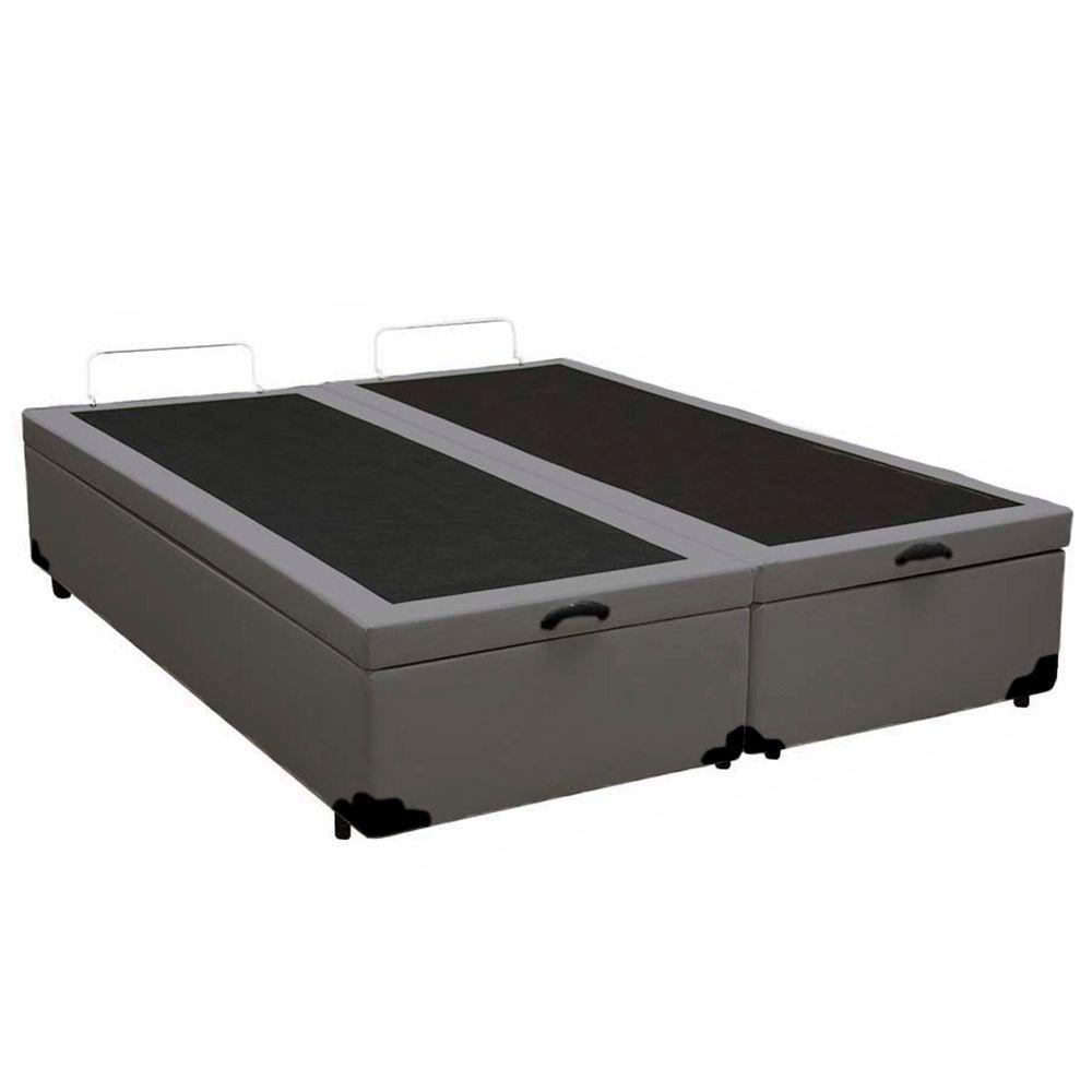 Cama Box Baú Queen Bipartido Sintético Sereneprime Cinza 158x198x44 - 6