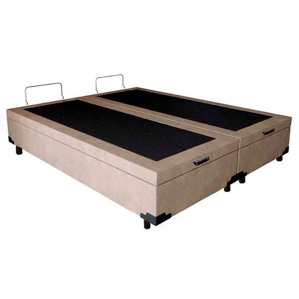 Cama Box Baú Queen Bipartido Suede Sereneprime Bege 158x198x44 - 4