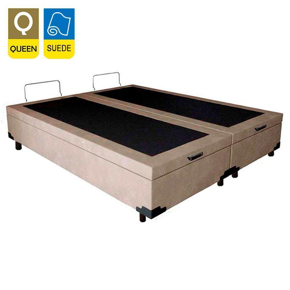 Cama Box Baú Queen Bipartido Suede Sereneprime Bege 158x198x44 - 5