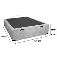 Cama Box Baú Casal Suede Sereneprime Cinza 138x188x44 - 2