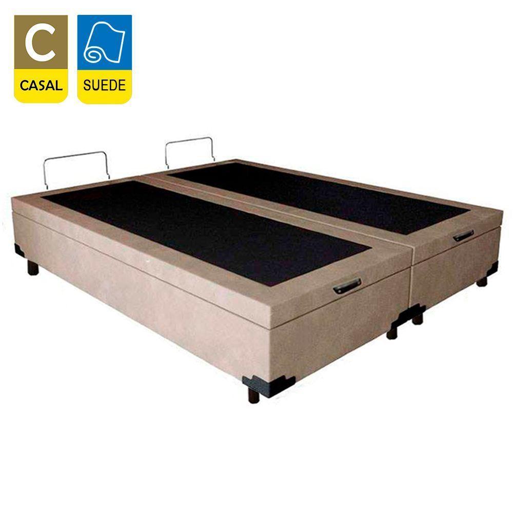 Cama Box Baú Casal Bipartido Suede Sereneprime Bege 138x188x44 - 2