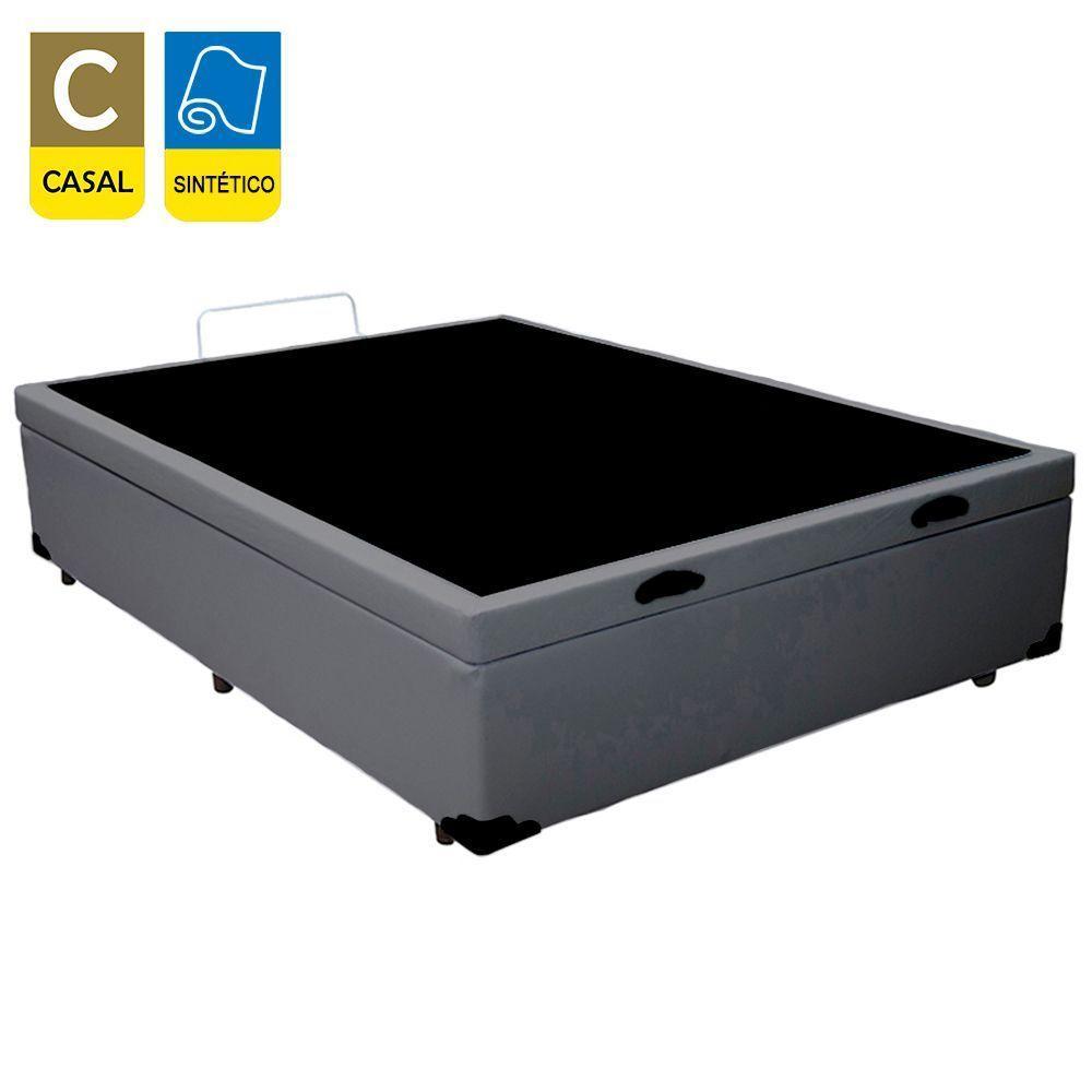 Cama Box Baú Casal Sintético + Colchão De Espuma D33 Sereneprime 138cm Cinza - 2