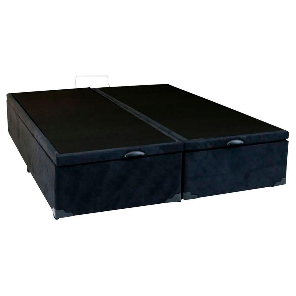 Cama Box Baú King Bipartido Suede Sereneprime Preto 192x203x44 - 2