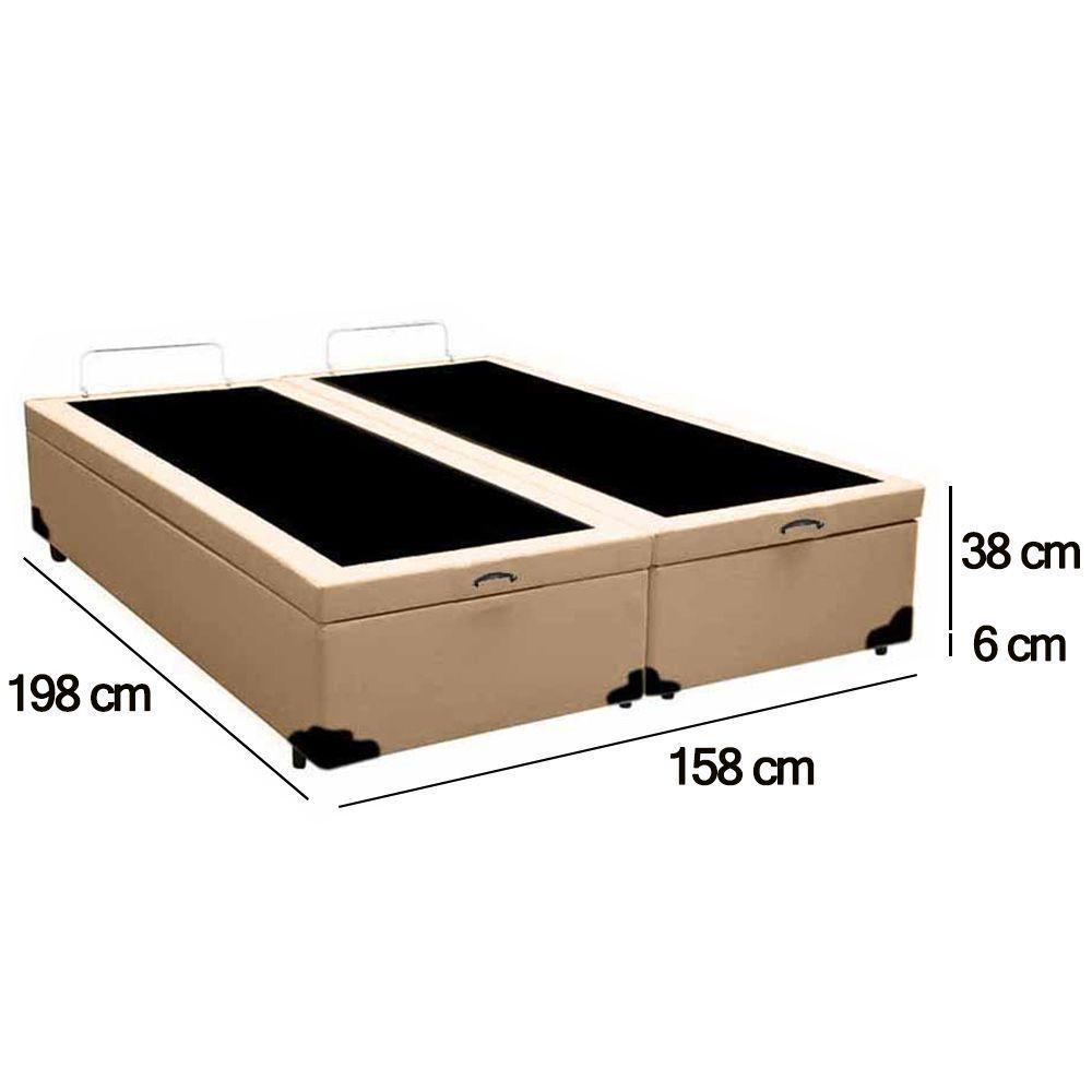 Cama Box Baú Queen Bipartido Sintético Sereneprime Bege 158x198x44 - 5
