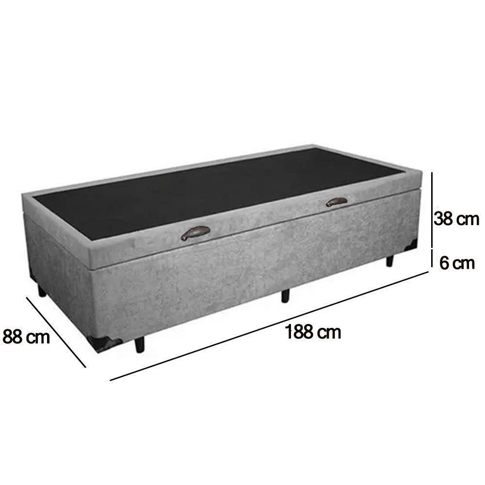 Cama Box Baú Solteiro Suede Sereneprime Cinza 88x188x44 - 3