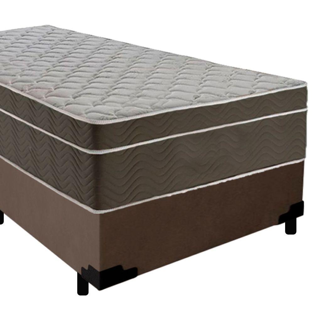 Cama Box Suede Solteiro + Colchão Sereneprime Molas Ensacadas 88x188x65 Marrom - 2