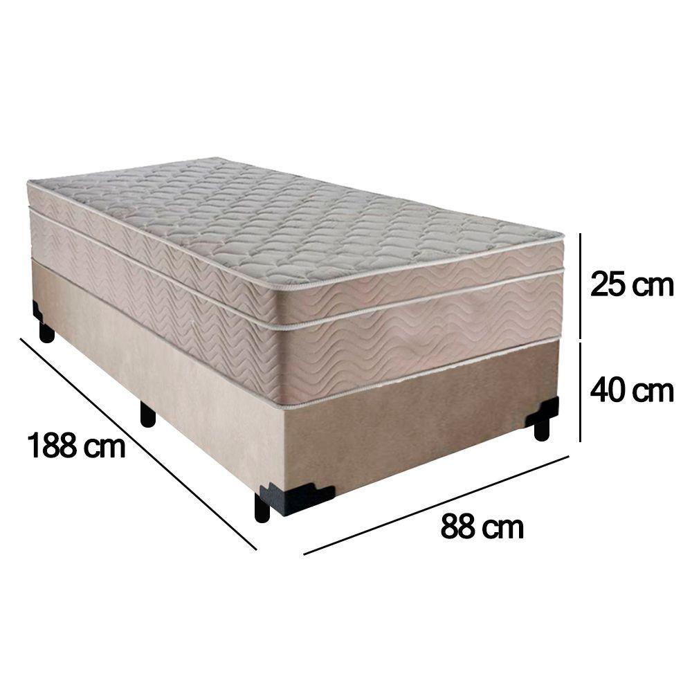 Cama Box Suede Solteiro + Colchão Sereneprime Molas Ensacadas 88x188x65 Bege - 2