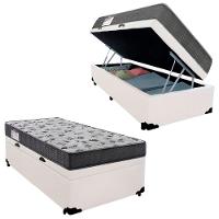 Cama Box Baú Solteiro Sintético + Colchão De Espuma D33 - Sereneprime - 88cm Branco - 1