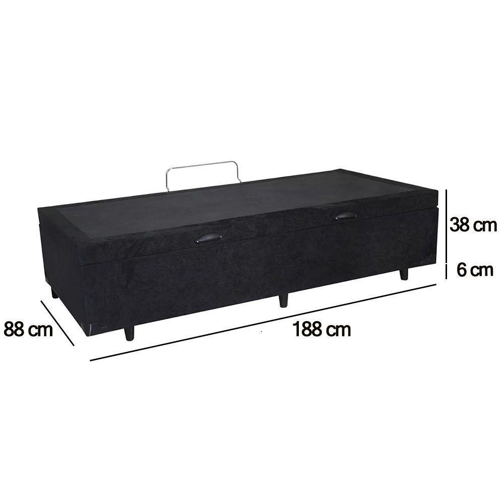 Cama Box Baú Solteiro Sintético Sereneprime Preto 88x188x44 - 3